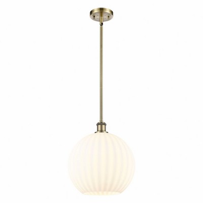 White Venetian - 1 Light Stem Hung Pendant In Modern Style-13.5 Inches Tall and 12 Inches Wide