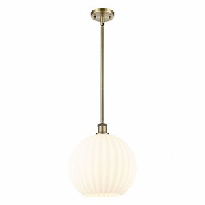 White Venetian - 1 Light Stem Hung Pendant In Modern Style-13.5 Inches Tall and 12 Inches Wide - 1 of 1