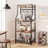 TackView Industrial Standing Bakers Rack Microwave Stand with Large Wire Basket Hooks Coffee Bar Station for Kitchen Storage Black Retro - 4 of 4