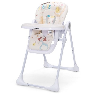 Image of Costway Baby High Chair Folding Feeding Chair W/ Multiple Recline & Height Positions Beige
