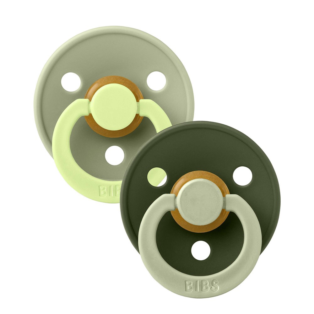 Bibs Studio Colour Fusion Latex Pacifiers 6-18m, Size 2 - Sage/Hunter Green Mix - 2pk: BPA-Free, Phthalate-Free