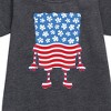 Girls' - SpongeBob SquarePants - Silhouette Stars Stripes Graphic Short Sleeve Fleece Dress - 2 of 4