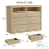 6 Drawer Dresser for Bedroom, Modern Mid Century Chest of Drawers with 2 Open Shelves, 47" Wide Wooden Double Dresser TV Stand for Closet, Living Room - 4 of 4