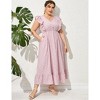 Plus Size Sleeveless Floral Hem Pocket Long Dress for Women Summer Casual Boho Maxi Dress - 3 of 4