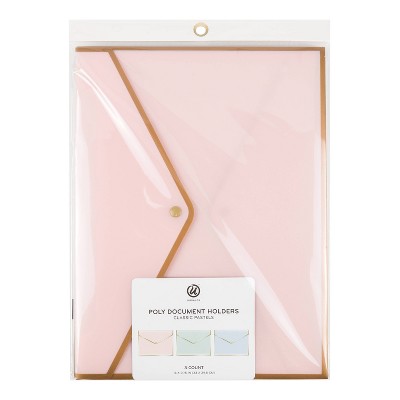 U Brands 3ct Poly Document Holders with Snap Cover Pastels