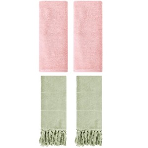 REGALWOVEN 4 Pcs Cotton Bathroom Hand Towel with Tassel - 1 of 4