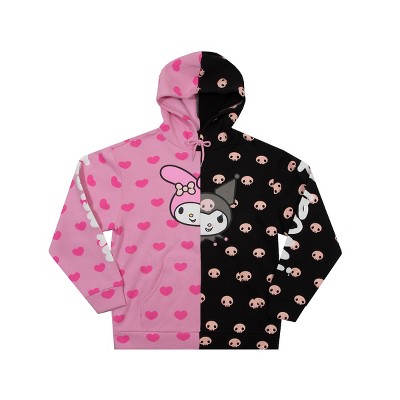 My Melody & Kuromi Long Sleeve Black & Pink Adult Hoodie-xxl : Target