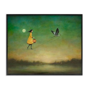 Stupell Industries Girl Following Bird Yellow Dress Vivid Green Landscape Black Framed Giclee Art - 1 of 4