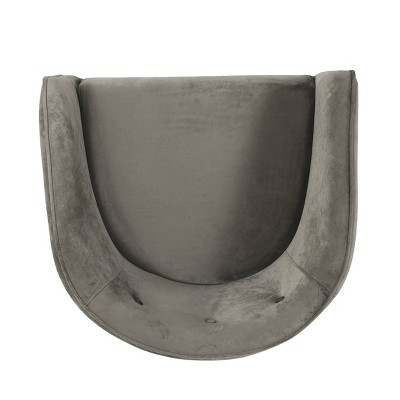 Gray Velvet Upholstered Arm Chair with Gold Metal Legs