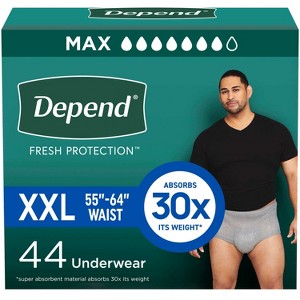 Depend Fresh Protection Adult Incontinence Disposable Underwear for Men - Maximum Absorbency - Gray - 1 of 4