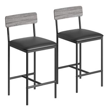Bar Stools Set of 2, Kitchen Bar Stools with Footrest, Upholstered Bar Chairs with Back, Counter Height Bar Stools for Counter Bar