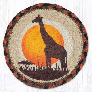 Earth Rugs Durable Giraffe Round Coaster – Rustic 7" Safari-Inspired Tabletop Protector - 1 of 3