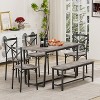 NicBex 4/6-Piece Industrial Style Dining Table Set & Backrest Chairs for Kitchen,Restaurant,Modern Dinette Set with Metal Frame Bench - 2 of 4