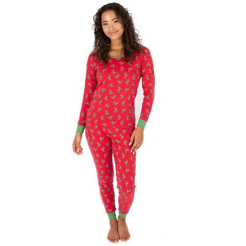 Leveret Womens Two Piece Cotton Christmas Pajamas, 2 of 4