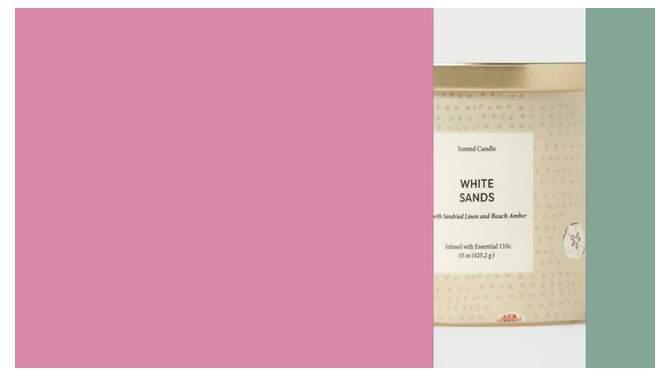 15oz Glass Jar Beach Towel Print White Sand Candle Cream - Opalhouse&#8482;, 2 of 7, play video