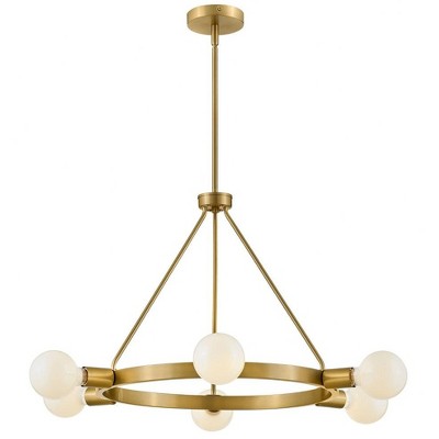 Lark Orla 6-Light Lacquered Brass Chandelier with Adjustable Height