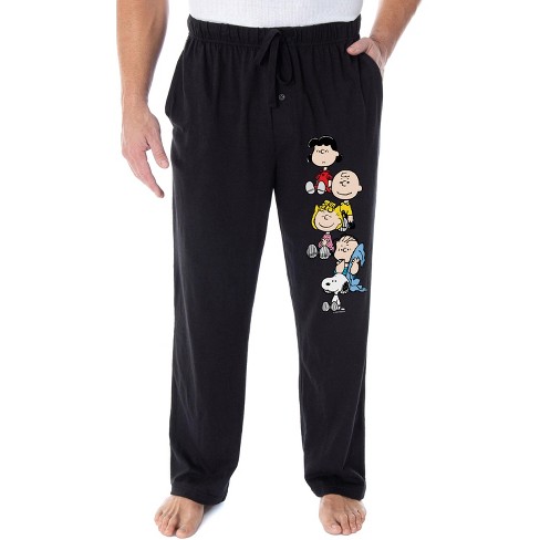 Peanuts Gang Adult Character Loungewear Sleep Pajama Pants 2X Black