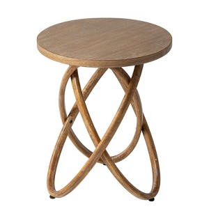JIONJOY Rustic Round Wood Side Table with Intertwined Design - Farmhouse End Table for Living Room, Bedroom or Office - 1 of 4