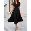 Long Formal Dresses for Women V-Neck Puff Short Sleeve A-Line Gowns Evening Party Cocktail Dress - 3 of 4