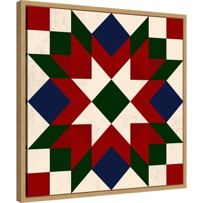 Christmas Barn Quilt IV Red Green Blue Canvas Art Print