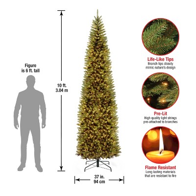 Slim Kingswood Fir Pre-Lit Green Christmas Tree with Clear Lights