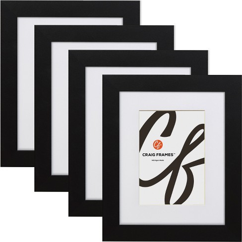 Craig Frames Bauhaus, Modern 1.25" Satin Black Picture Frame, Matted, Set of 4 - image 1 of 3