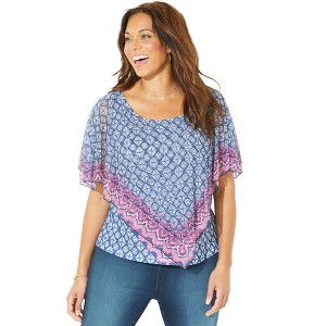Catherines Women's Plus Size Duster Duet Blouse - 1 of 4