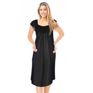 JEFFRICO Womens Short Sleeve Nightgowns Sleepwear Soft Pajama Dress Nightshirts - 1 of 4