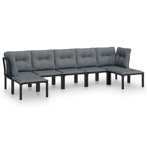 vidaXL Patio Furniture Set Sofa for Garden Lawn Black and Gray Poly Rattan - 1 of 4