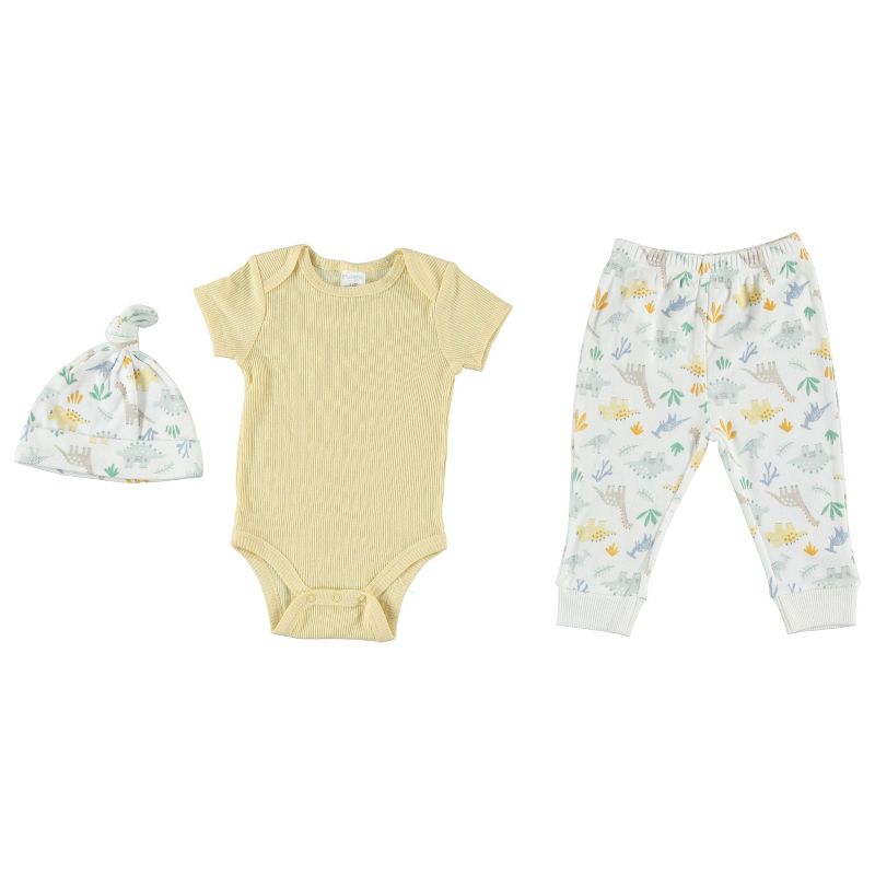 Kyle & Deena Baby Boy Baby Clothes Layette Set Footless Sleep and Play 3 Pack Dinosaur Dino Zoo Yellow 6-9M, 2 of 3