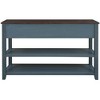 MAYEERTY Retro Design Console Table with Two Open Shelves Pine Solid Wood Frame Legs for Living Room Navy - 4 of 4