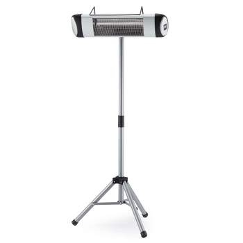 JOMEED 15000W Electric Outdoor Infrared Wall Mountable Patio Heater with Remote Control, Adjustable Telescoping Stand, and 3 Heat Settings