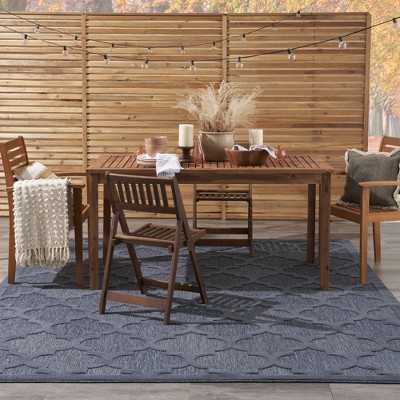 Navy Blue Trellis Synthetic Flat Woven 7' x 10' Area Rug