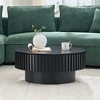 Gulches 31 Inch Nesting Round Wood Coffee Table Black with Storage Sturdy Pedestal for Apartment Modern Living Room Small Space - 2 of 4