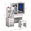 Fashion Vanity Desk, with Mirror, 3 Color Lighting Brightness Adjustable Makeup Lights, Table and Chair - 2 of 4