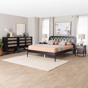 Baxton Studio Florica Art Deco Black Wood Queen 5-Piece Bedroom Set - 1 of 4