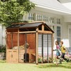 PawHut Extra Large Dog House, Wood Outdoor Dog Kennel with Platform, Storage Cabinet, Waterproof Roof, Stainless Steel Bowls for Large Breeds, Yellow - 2 of 4