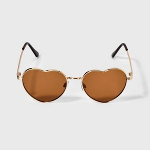 Women's Shiny Metal Heart Shaped Sunglasses - Wild Fable™ Silver