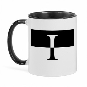 Personalization Mall Squared Initial 11 oz. Black Coffee Mug, I - 1 of 2