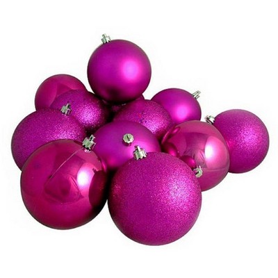 Northlight 96ct 4-Finish Shatterproof Christmas Ball Ornament Set 1.5" - Pink