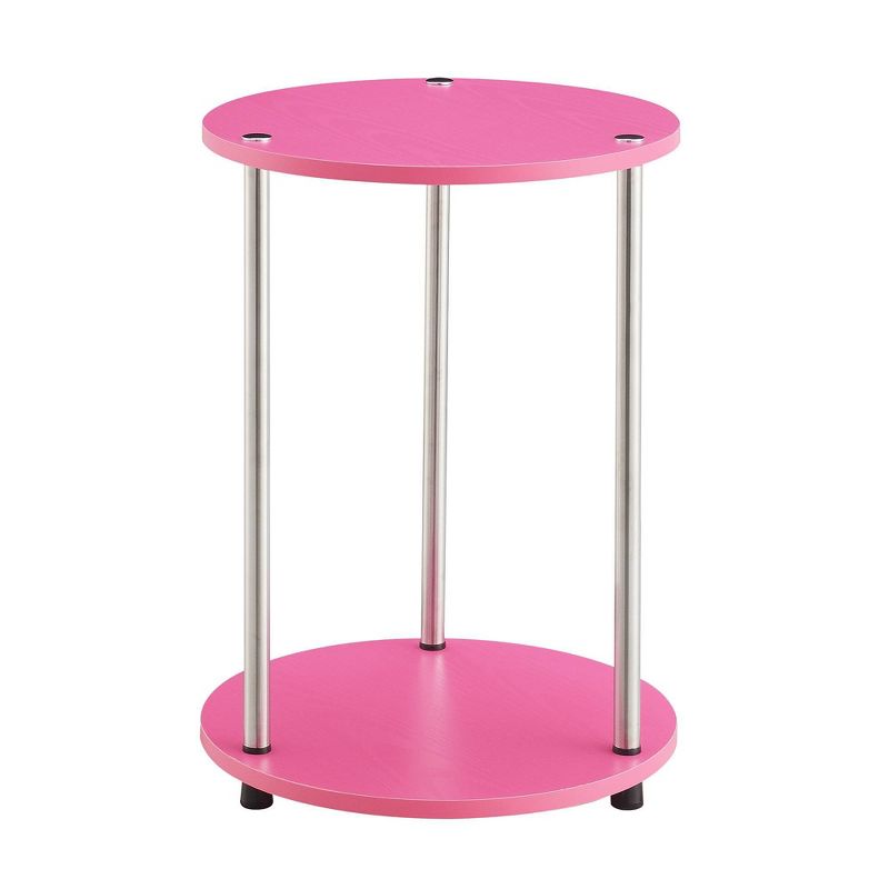 Designs2Go No Tools 2 Tier Round End Table Pink/Chrome - Breighton Home, 1 of 5