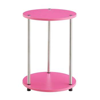 Designs2Go No Tools 2 Tier Round End Table Pink/Chrome - Breighton Home