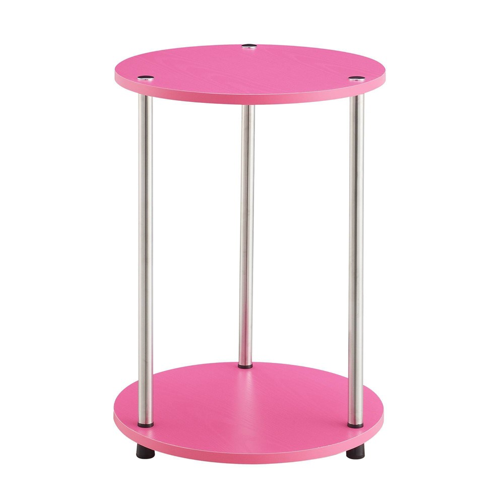 Photos - Dining Table Designs2Go No Tools 2 Tier Round End Table Pink/Chrome - Breighton Home