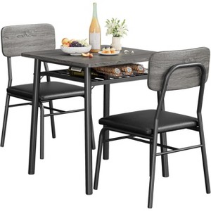 3-Piece Dining Table Set for 2, Wood Kitchen Table with Storage Rack, Upholstered Chairs of 2, Dining Room Set for Small Space, Apartment - 1 of 4