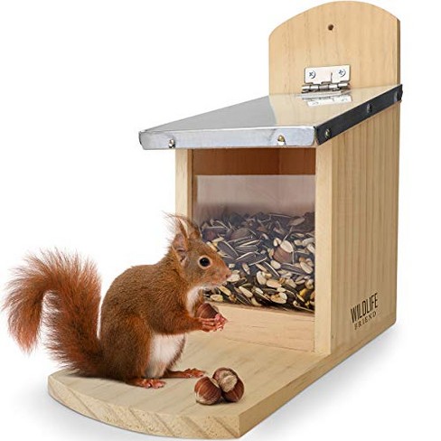 Wildtier Herz Squirrel Feeder Playhouse Weatherproof I Made of Screwed  Solid Wood Feeding Station I 100% Weatherproof Feeding Station for Squirrel
