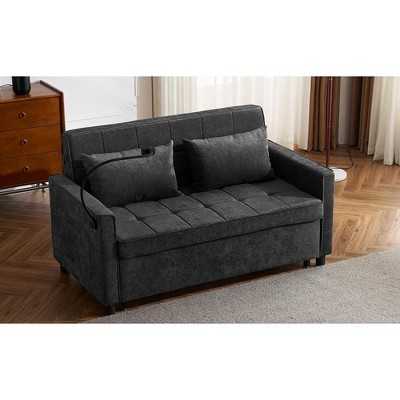 Vynxaria 56.9" Loveseat Sofa Bed with USB Ports & Adjustable Backrest - Comfort Meets Convenience