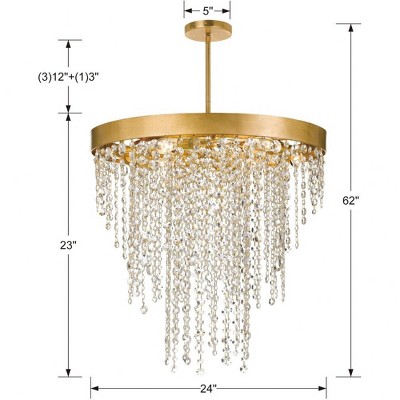 Antique Gold Elegance 6-Light Crystal Waterfall Chandelier