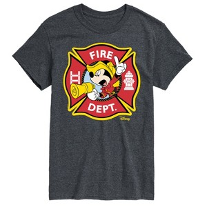 Men's - Disney - Mickey Mouse Fire Department Badge Short Sleeve Graphic T-Shirt - 1 of 4