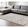 10' Gray And Ivory Geometric Shag Runner Rug - 2 of 4