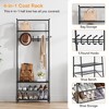Hall Tree With Shoe Storage Bench, 4-In-1, Steel Frame With 5 Hooks for Entryway, Freestanding Coat Rack Stand for Living Room, Bedroom - 2 of 4